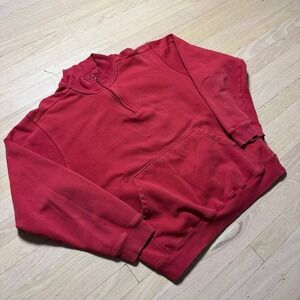 Champs Sports Mens Quarter Zip Sweatshirt Red Fleece Pullover Size Large L